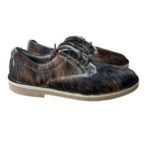 Uwezo Oxfords Shoes Brown Leather‎ Cowhide Hair Lace Up Men's Size 8